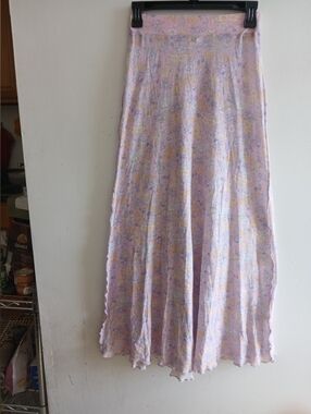 LoveShackFancy Pastel Pink Floral Maxi Skirt